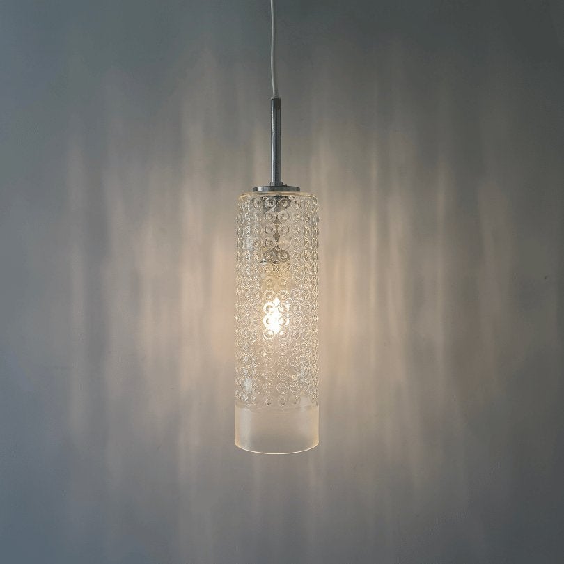 2x midcentury hanglamp, bubbelglas cilinder -Peill &Putzler, Ophalen, Gebruikt, Peill und Putzler, Midcentury modern
