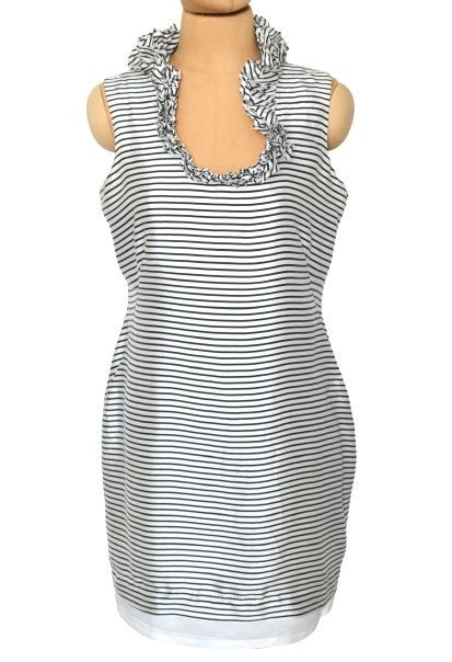 Cynthia Rowley 100% zijden jurk, zwat-wit, Mt. 38 / M, Meerkleurig, Ophalen of Verzenden, Zo goed als nieuw, Boven de knie