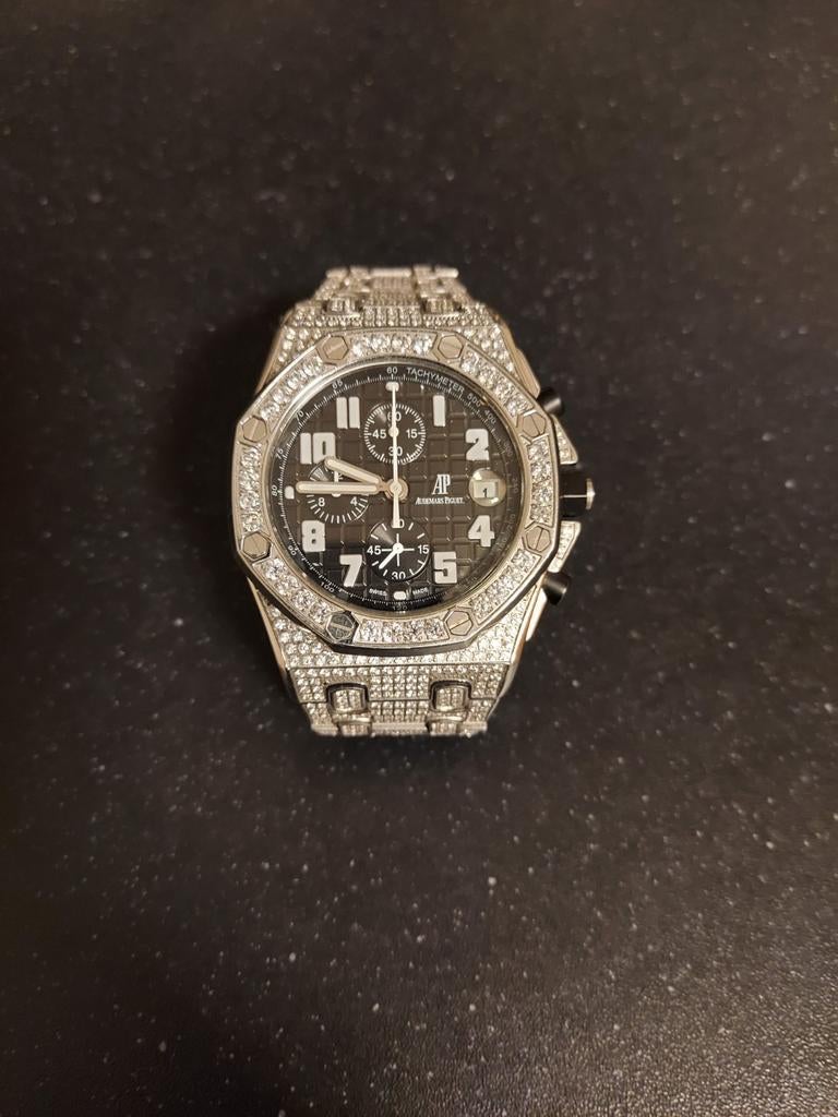 Audemars Piguet Royal Oak Offshore Zilver Diamond Iced Out, Sieraden, Tassen en Uiterlijk, Horloges | Heren, Overige merken, Staal