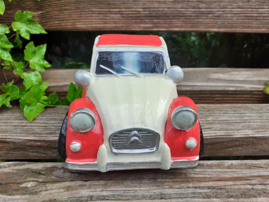 Citroen 2 cv lelijke eend deuxeveau spaarpot, Ophalen of Verzenden, Zo goed als nieuw, Steen, Aardewerk of Keramiek, Vervoermiddel