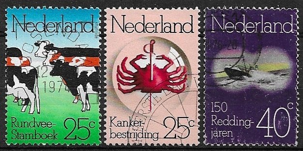 Nederland nvph 1052-1054 gestempeld cw 2.10, Postzegels en Munten, Ophalen of Verzenden, Na 1940, Gestempeld