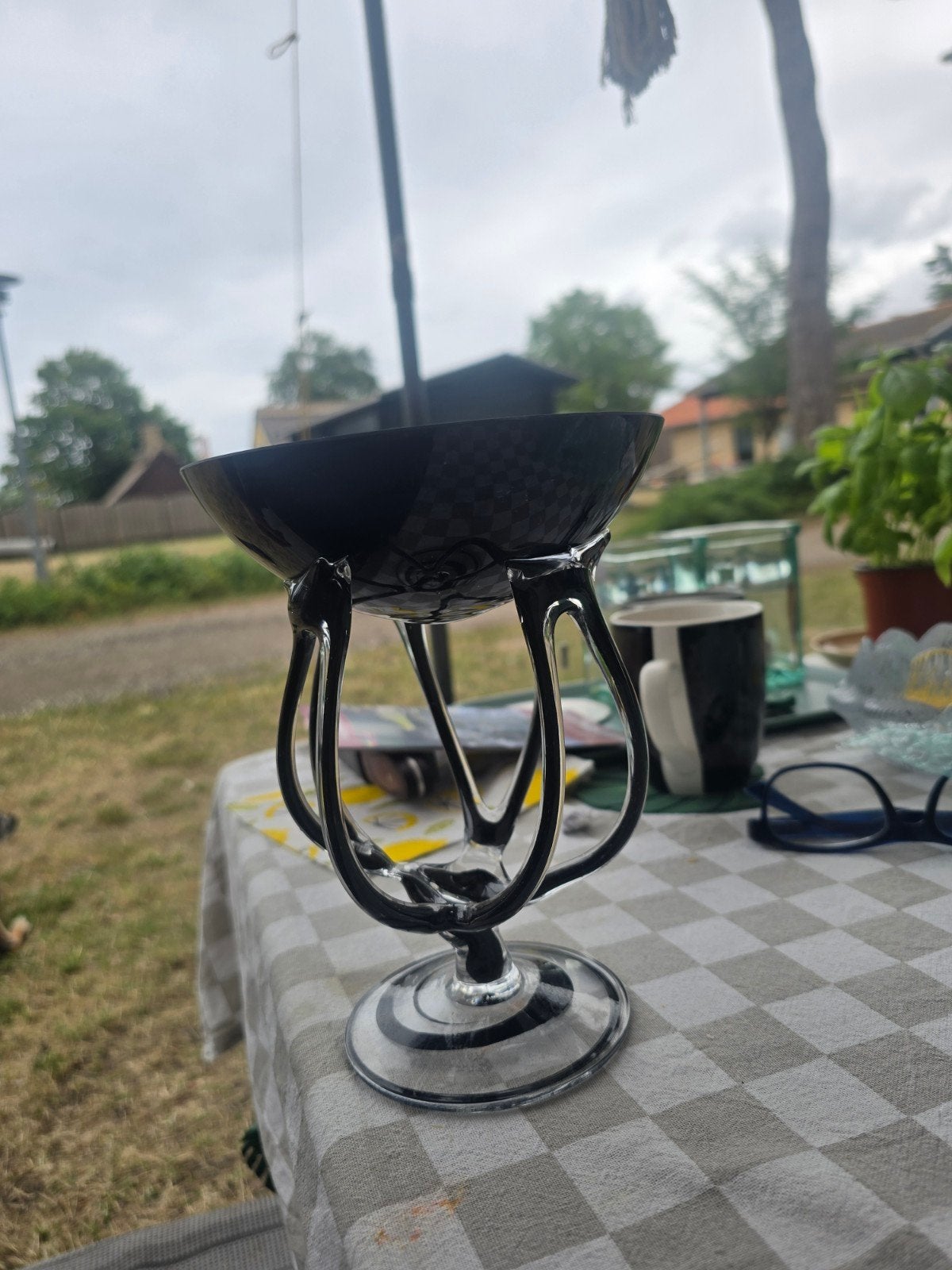 Jozefina Krosno 'Octopus' Glazen Bokaal/Schaal  Zwart/Helder, Ophalen of Verzenden