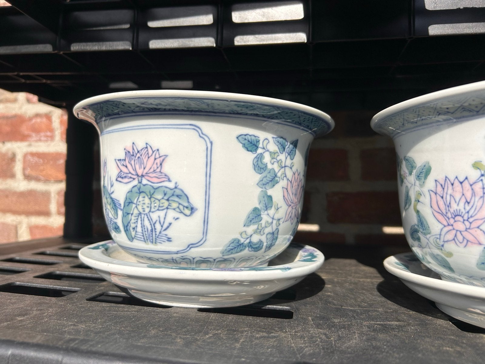 Decoratieve buitenpotten met schotel, Ophalen, Gebruikt, ., Rond