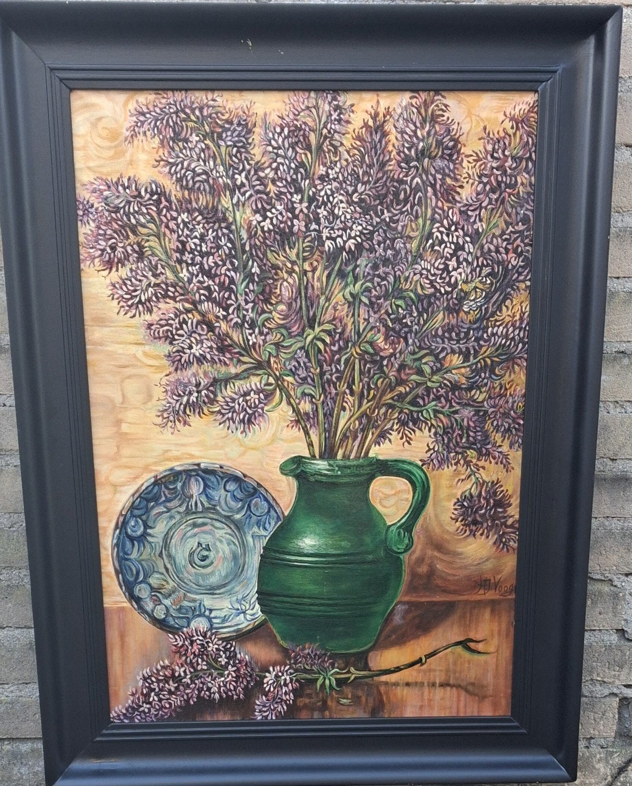H.J.VOOGT. Stilleven. Olie/doek. 81/61 cm. Ca 1960., Antiek en Kunst, Doek, Impressionistisch, Gesigneerd, Olieverf