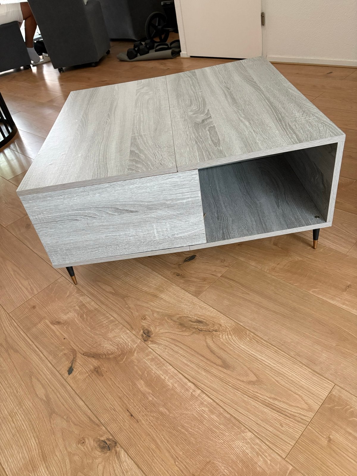 Moderne salontafel 80x80 cm met opbergruimte, Huis en Inrichting, Tafels | Salontafels, Ophalen, Gebruikt, Vierkant, 50 tot 100 cm