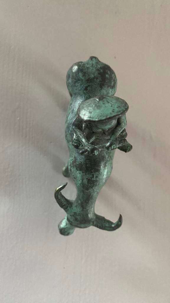 Prachtig oud bronzen beeldje, Antiek en Kunst, Minder dan 20 cm, Ophalen of Verzenden, Scène, Beeld