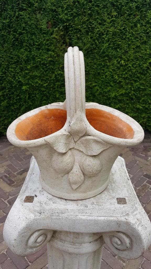 Mooi terracota bloemenmand mandje, Rond, Ophalen of Verzenden, Zo goed als nieuw, Binnen