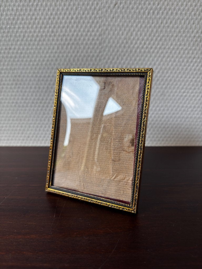 Vintage Brocante Fotolijstje met Bol Glas, Lijstje, Messing, Ophalen of Verzenden, Gebruikt