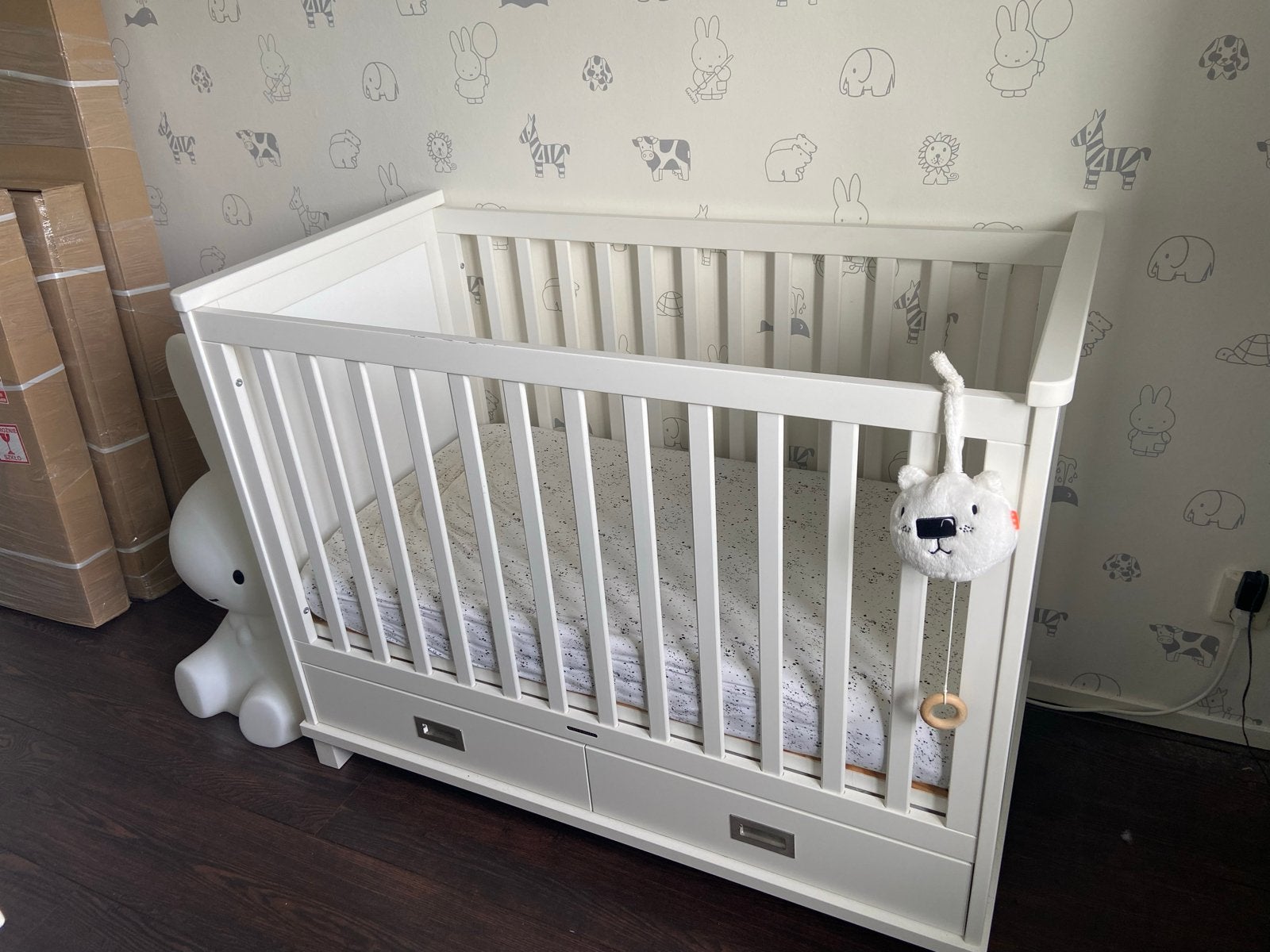 Kidsmill Shakery 2/Loft Ledikant en Commode (Wit), Ophalen, Gebruikt, 70 tot 85 cm, Lattenbodem