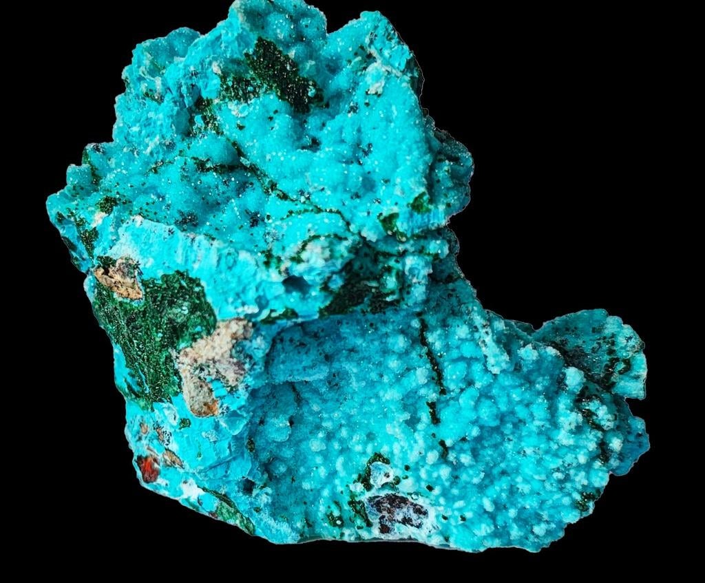 **TOP** Knalblauwe CHRYSOCOLLA met MALACHIET uit Congo., Ophalen of Verzenden, Mineraal