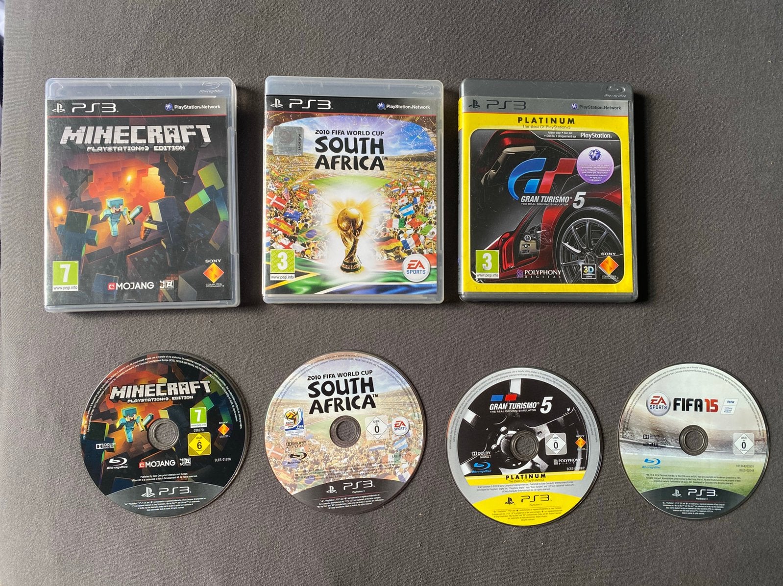 4x spel PS3 Play Station 3 ( Minecraft/ Fifa 10/15/ GT5 ), Ophalen of Verzenden, Zo goed als nieuw, Sport, 3 spelers of meer