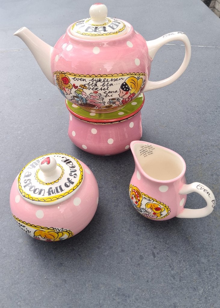 Theeservies Melk- Suikerpot Blond Amsterdam Even Bijkletsen, Blond Amsterdam, Overige typen, Nieuw, Ophalen of Verzenden