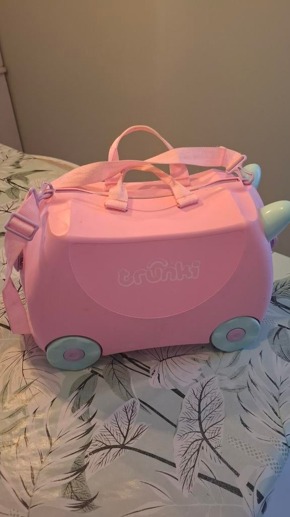 Trunki kinderkoffer roze, Sieraden, Tassen en Uiterlijk, Koffers, Gebruikt, Hard kunststof, Minder dan 50 cm, Minder dan 35 cm