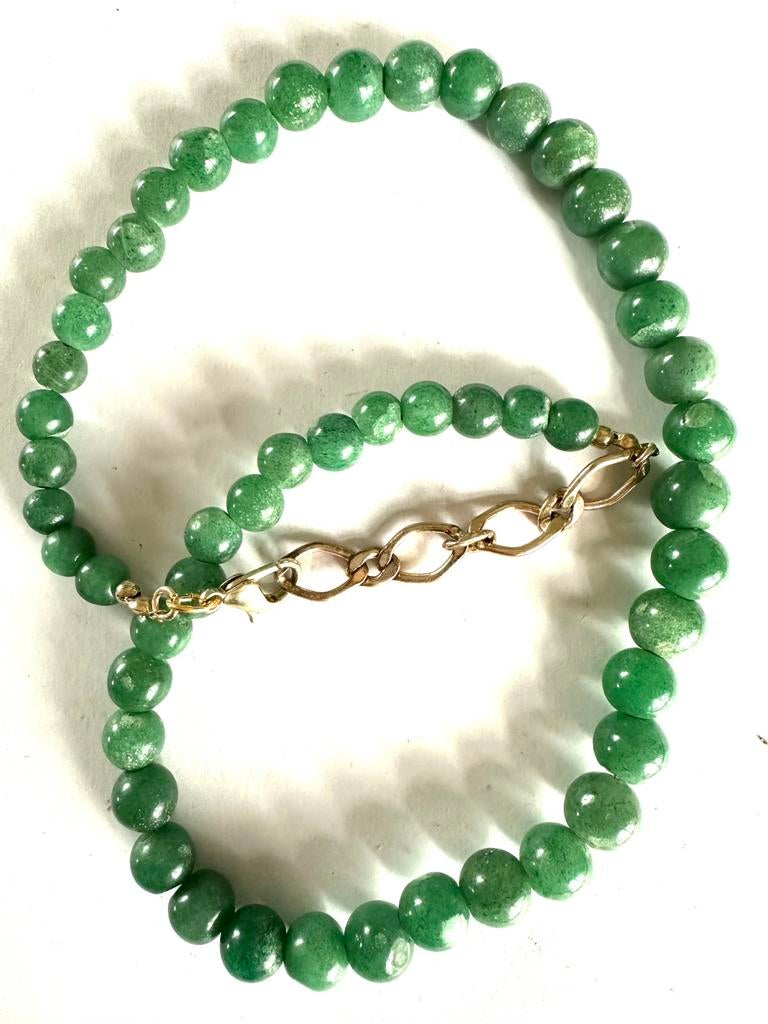 Vintage jade ketting, Sieraden, Tassen en Uiterlijk, Kettingen, Gebruikt, Verzenden, Verstelbaar, Steen of Mineraal