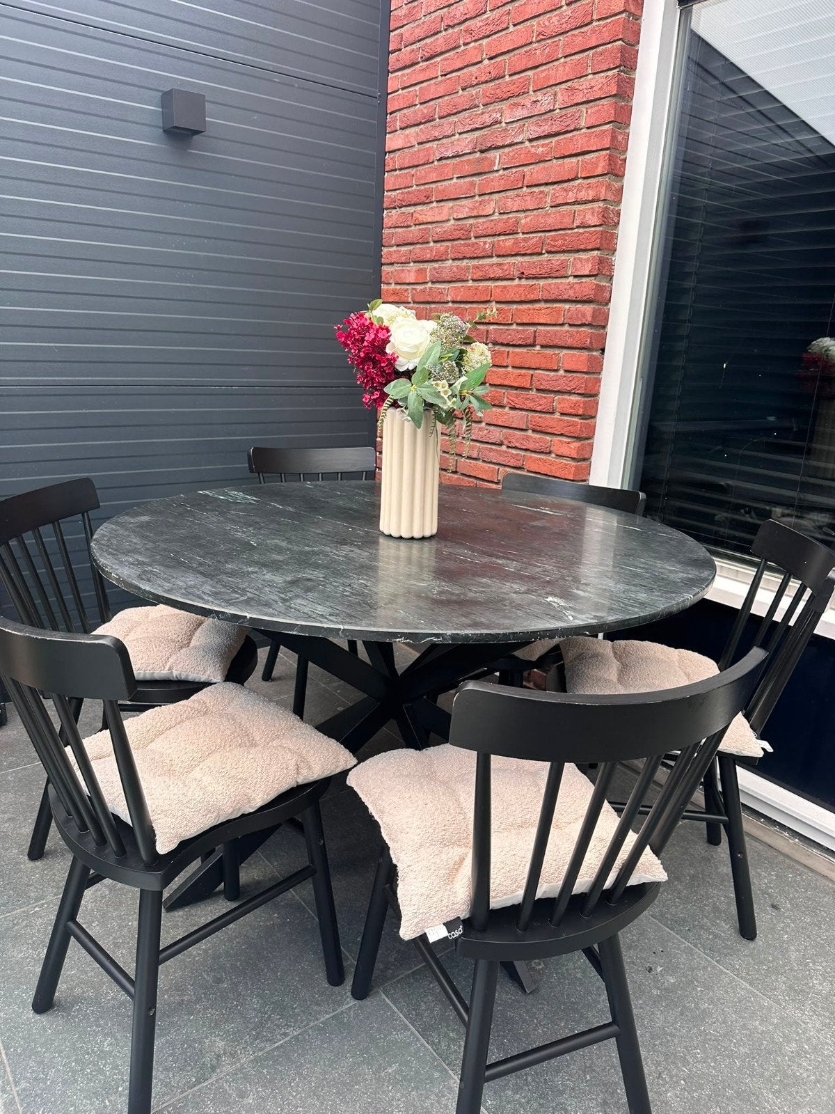 marmer tafel met 6 stoelen, Ophalen of Verzenden, Overige materialen