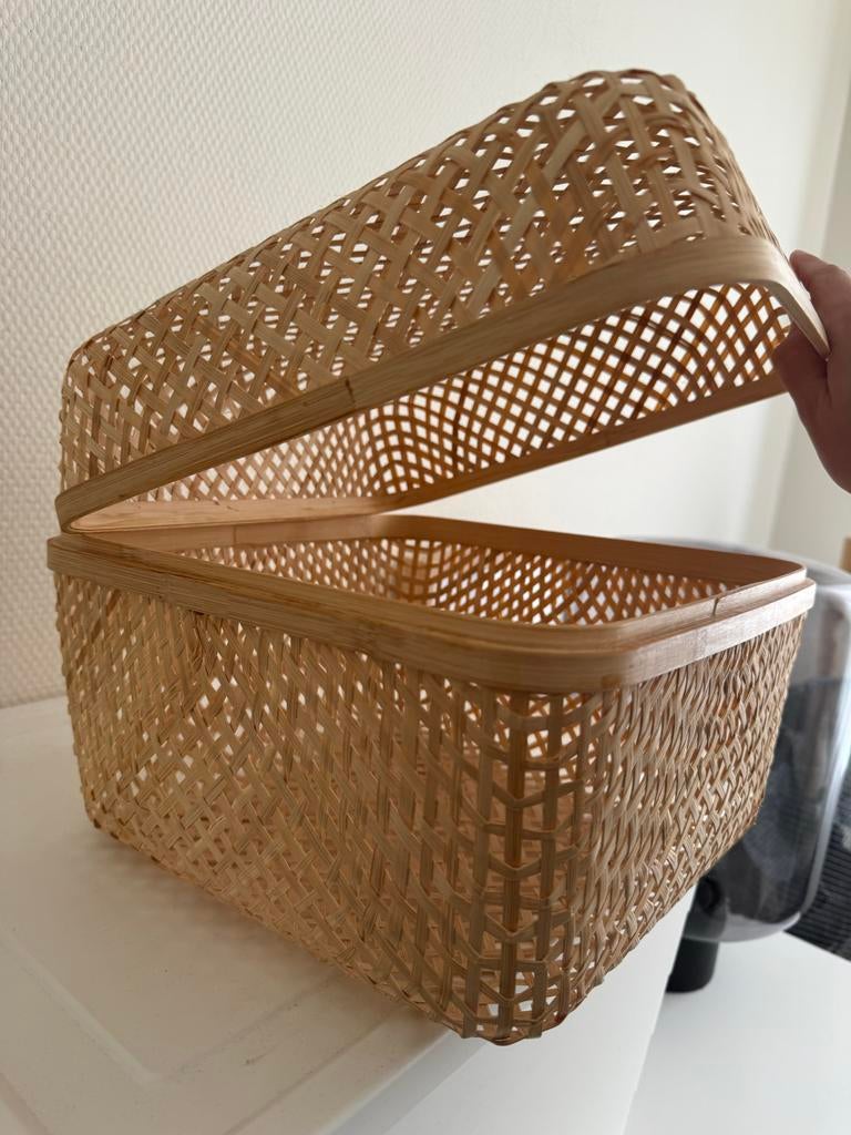 IKEA SMARRA Bamboe Mand met Deksel - 30x30x23 cm, Ophalen, Mand, Vierkant, Zo goed als nieuw