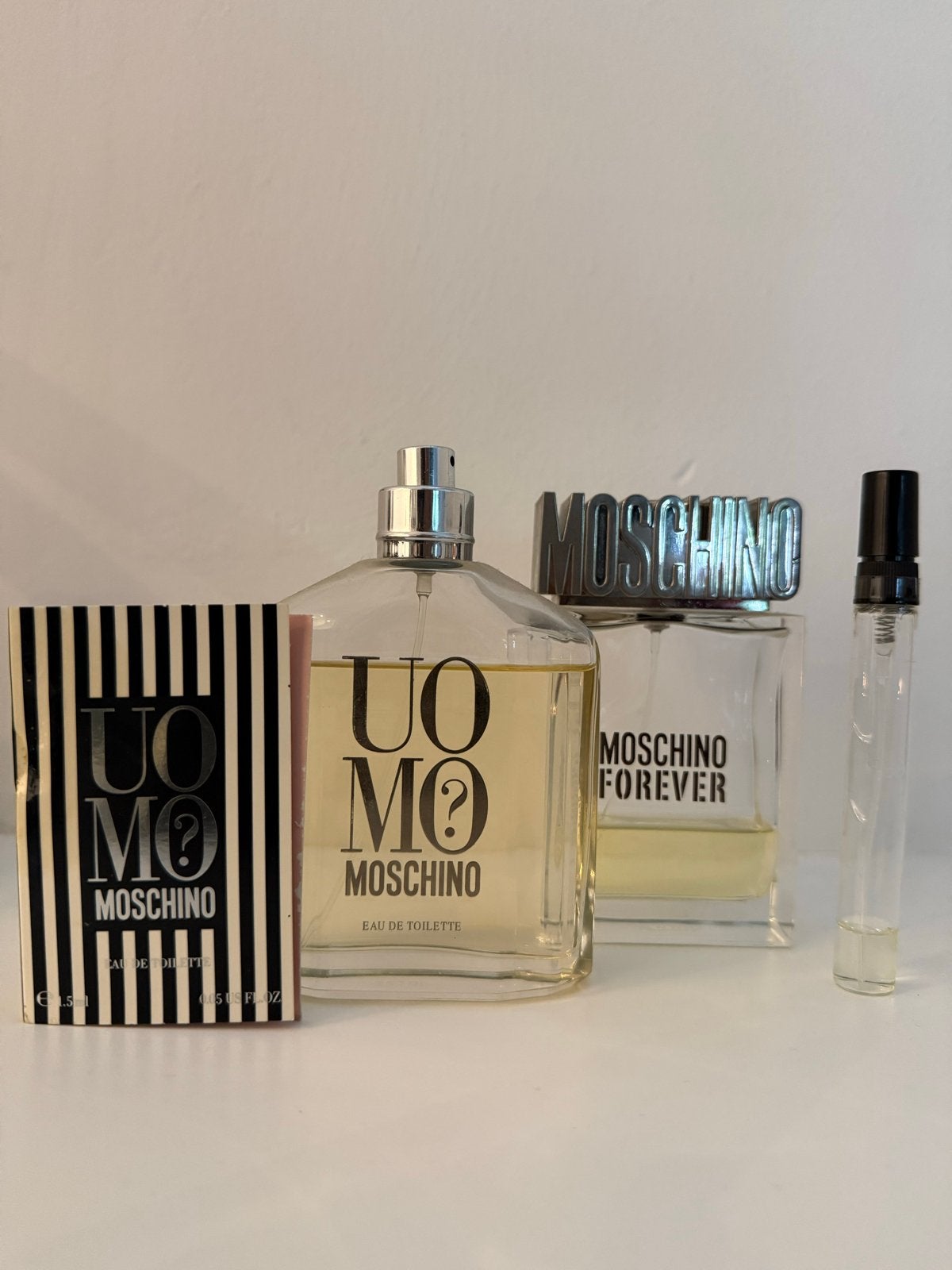 Moschino Parfum Collectie: Uomo?, Forever + samples, Verzenden, Gebruikt