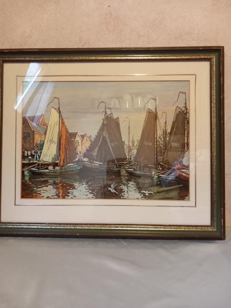 Klaas Zwaan 1922-1998 havengezicht Bunschoten Spakenburg, Ophalen