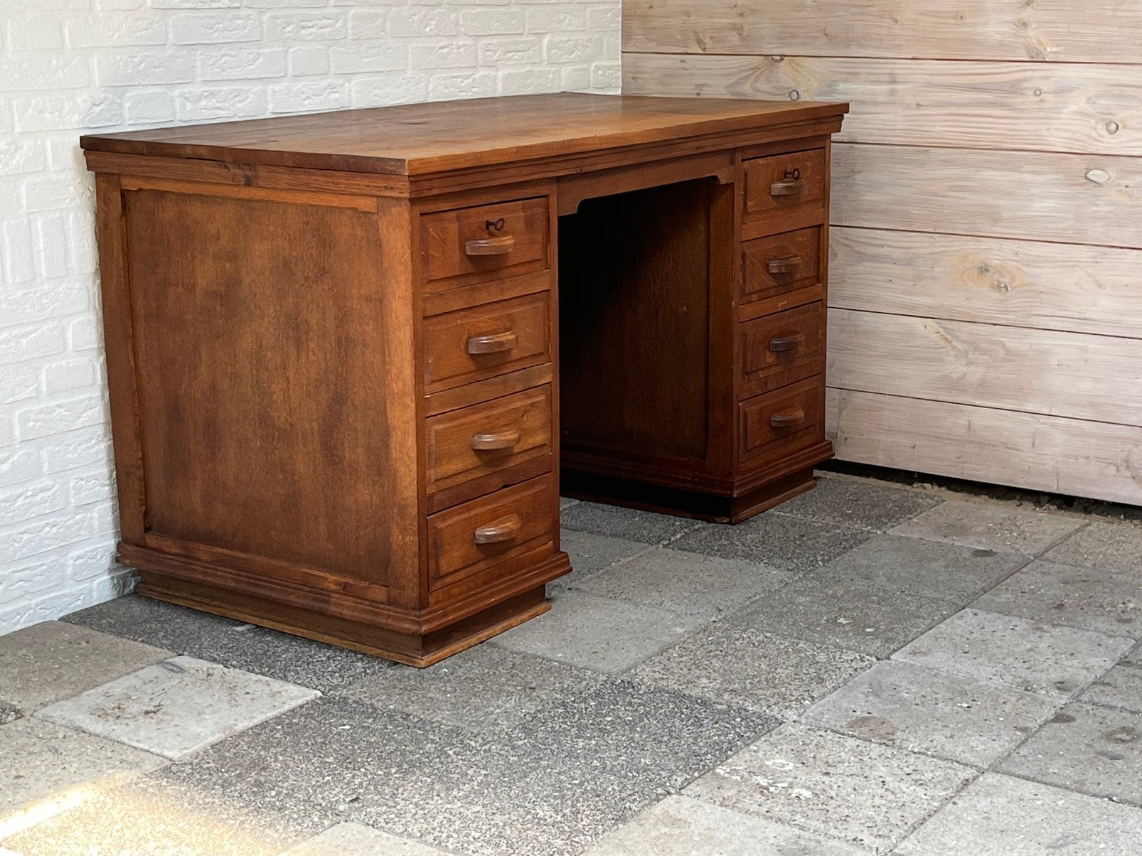 Blank massief eiken bureau, Demontabel, 135 cm, Hout, 67 cm