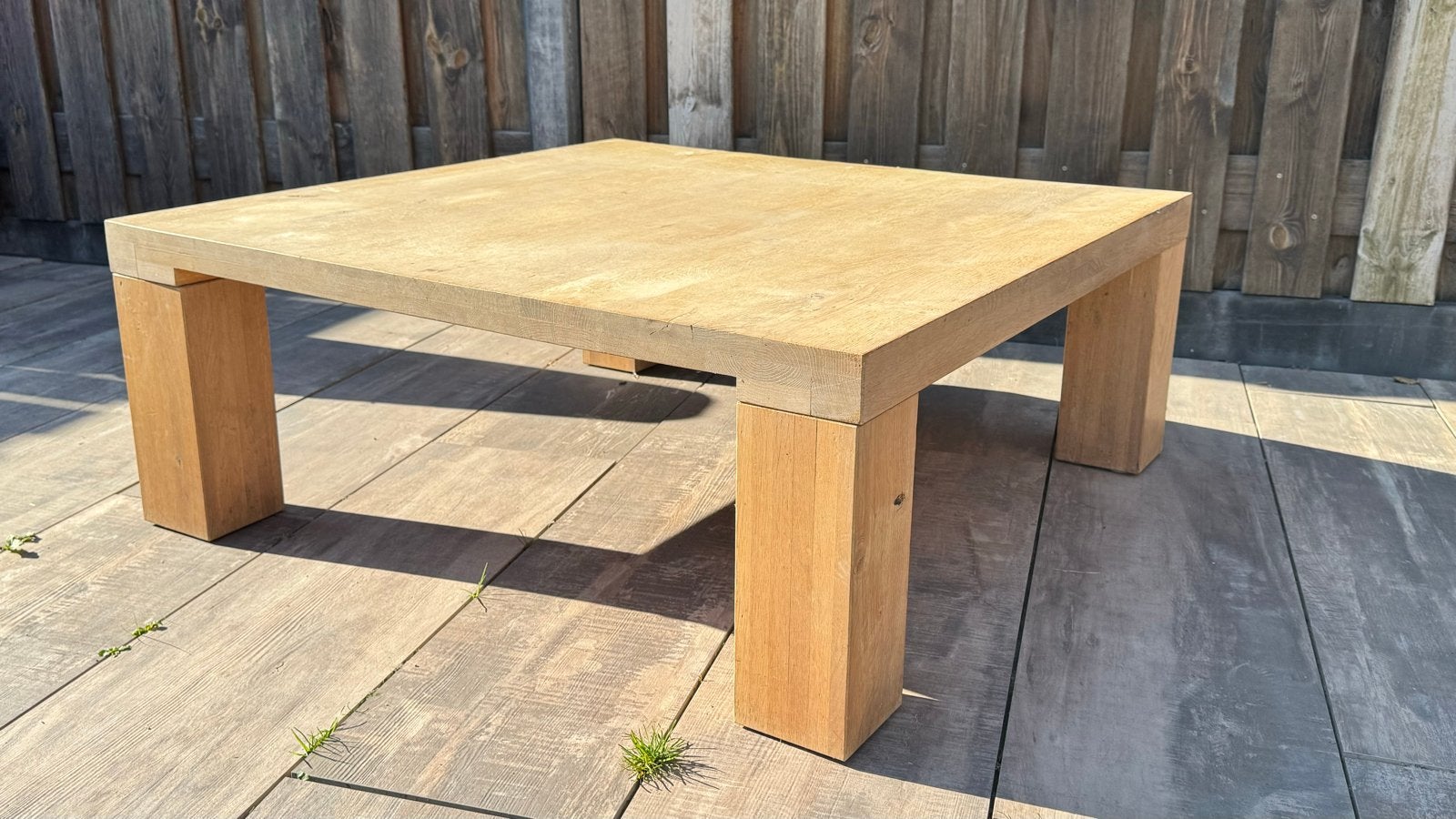 Robuuste eikenhouten salontafel, Huis en Inrichting, Ophalen, Gebruikt, 50 tot 100 cm, 5 – 50