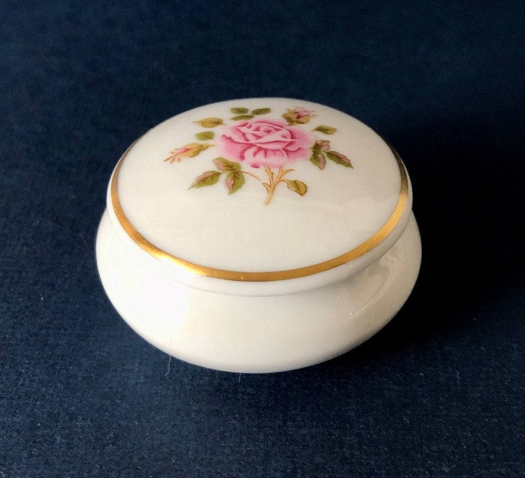Vintage porseleinen pillendoosje met rozen - Limoges France, Ophalen of Verzenden