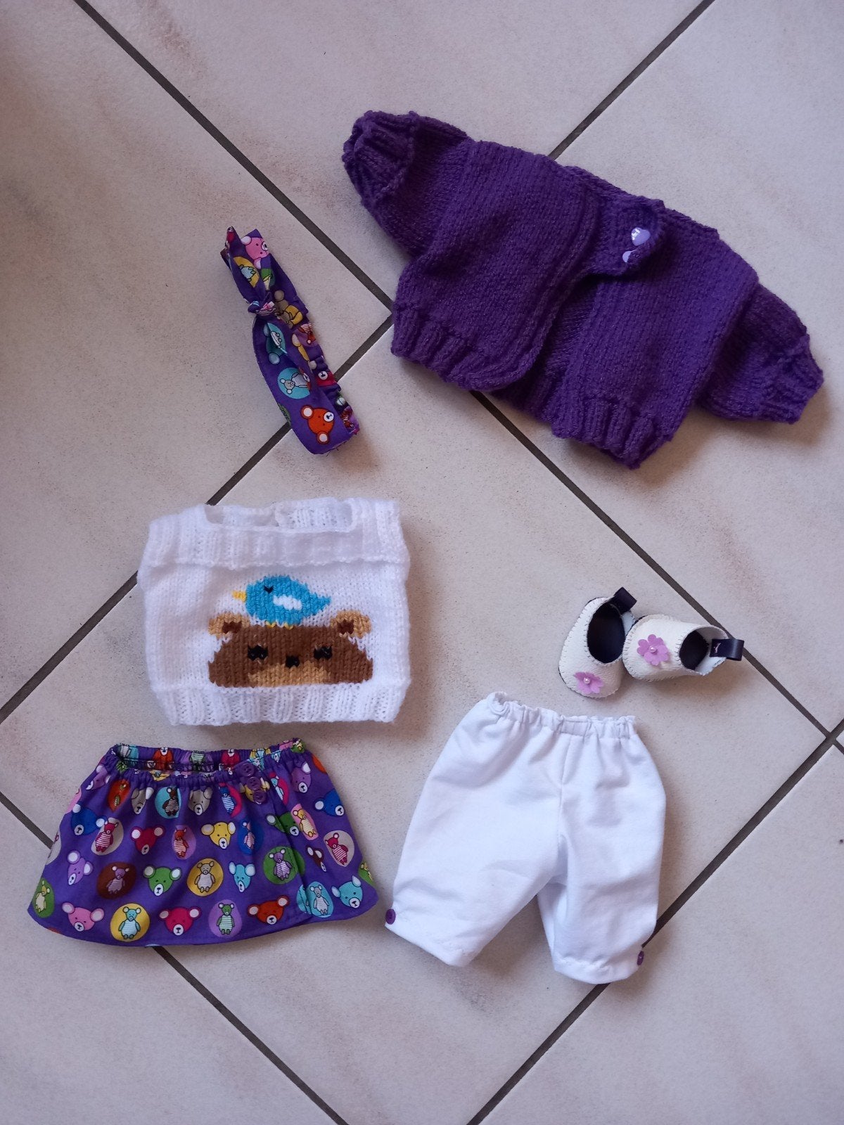 Zelfgemaakte poppenkleertjes voor pop 43 cm 6 delig., Ophalen of Verzenden, Nieuw, Babypop