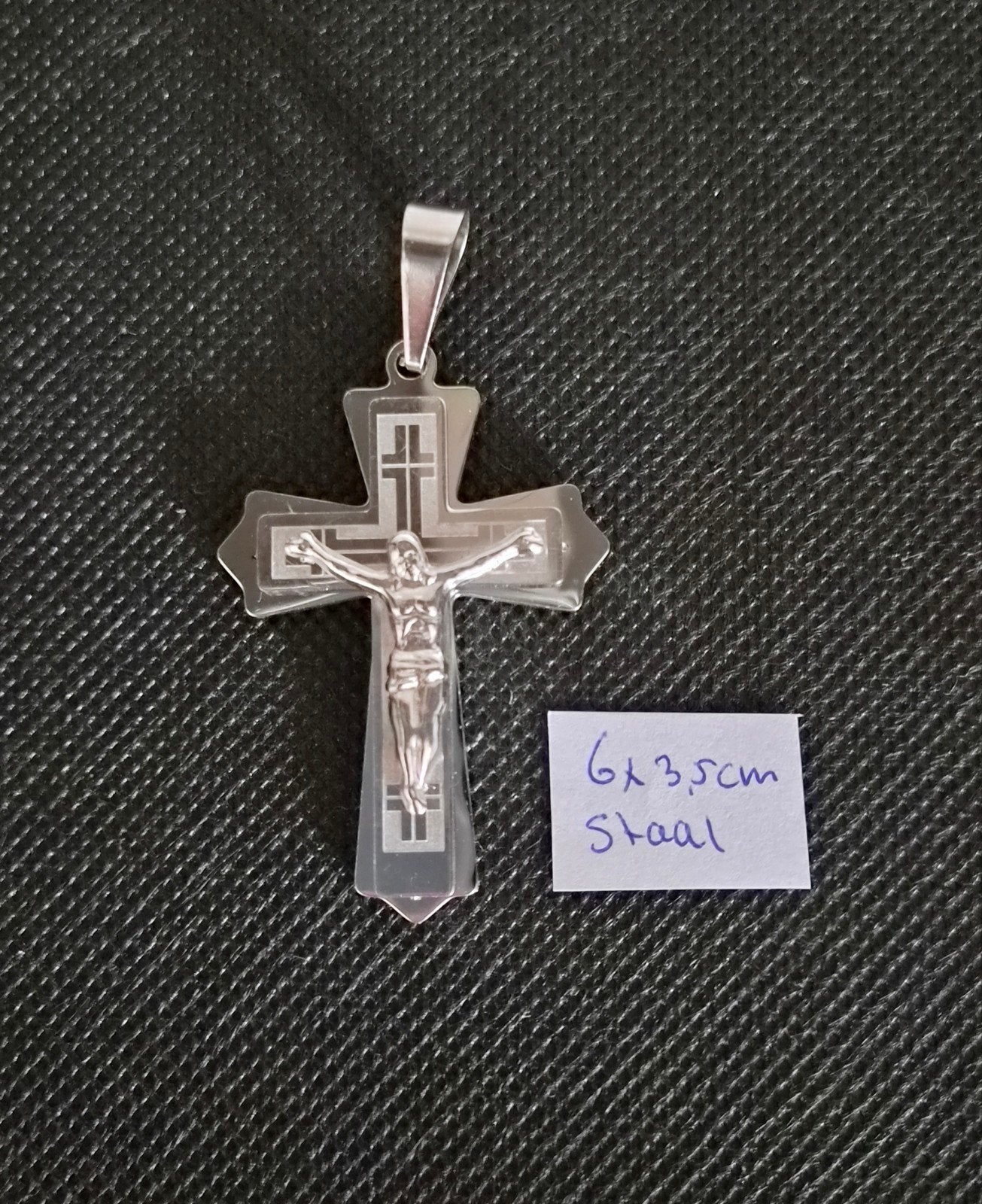 Jezus aan het kruis kettinghanger- 6x3.5cm, Ophalen of Verzenden, Nieuw, Zilver
