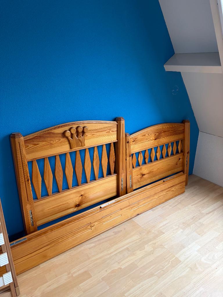 Handgemaakt Prinsessenbed, Ophalen, Gebruikt, 70 tot 85 cm, Lattenbodem