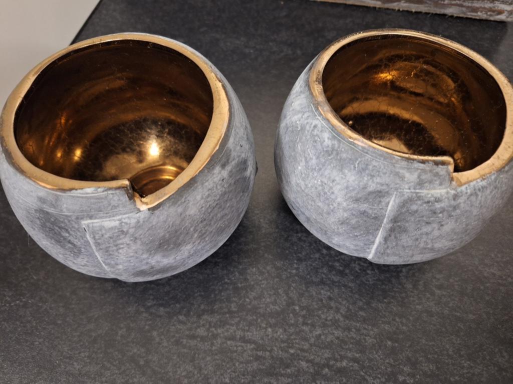 2 Brynxz waxinelichthouders grijs goud, Overige materialen, Ophalen of Verzenden, Zo goed als nieuw, Grijs