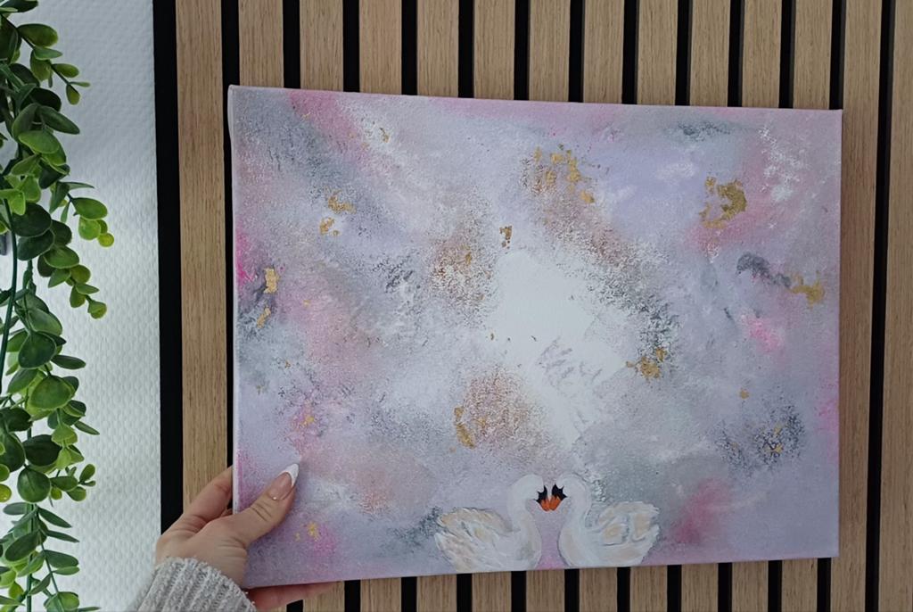 Handgemaakt schilderij zwanen, Ophalen of Verzenden