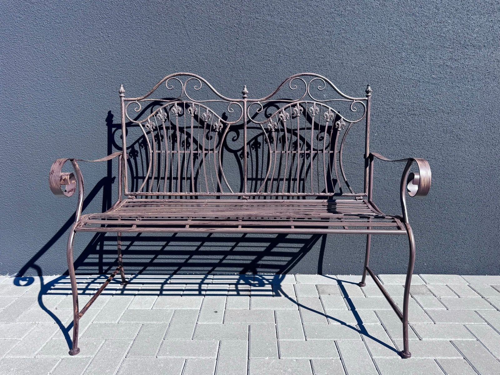 AANBIEDING Decoratieve metalen tuinbank - Antiek bruin, Ophalen, Nieuw, Metaal