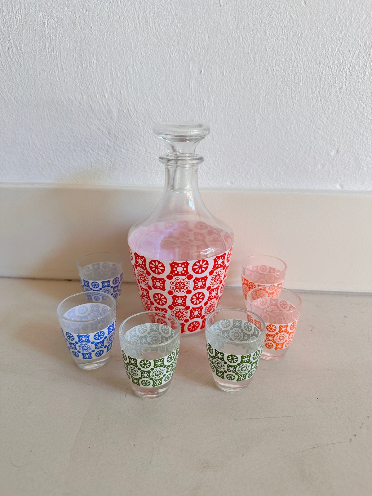 Vintage Likeurset Frankrijk Jaren 70 - Karaaf & 6 Glaasjes, Ophalen of Verzenden