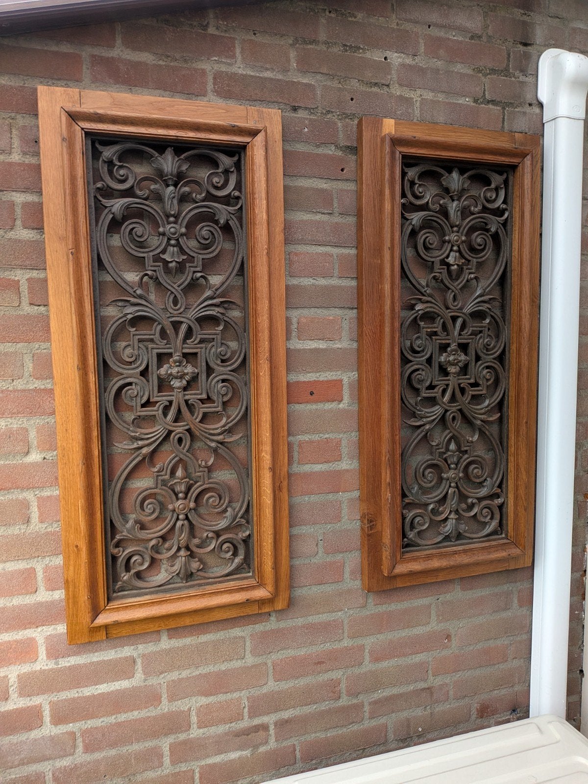 Gietijzeren rekken in eikenhouten frame 110x40 cm, Antiek en Kunst, Ophalen