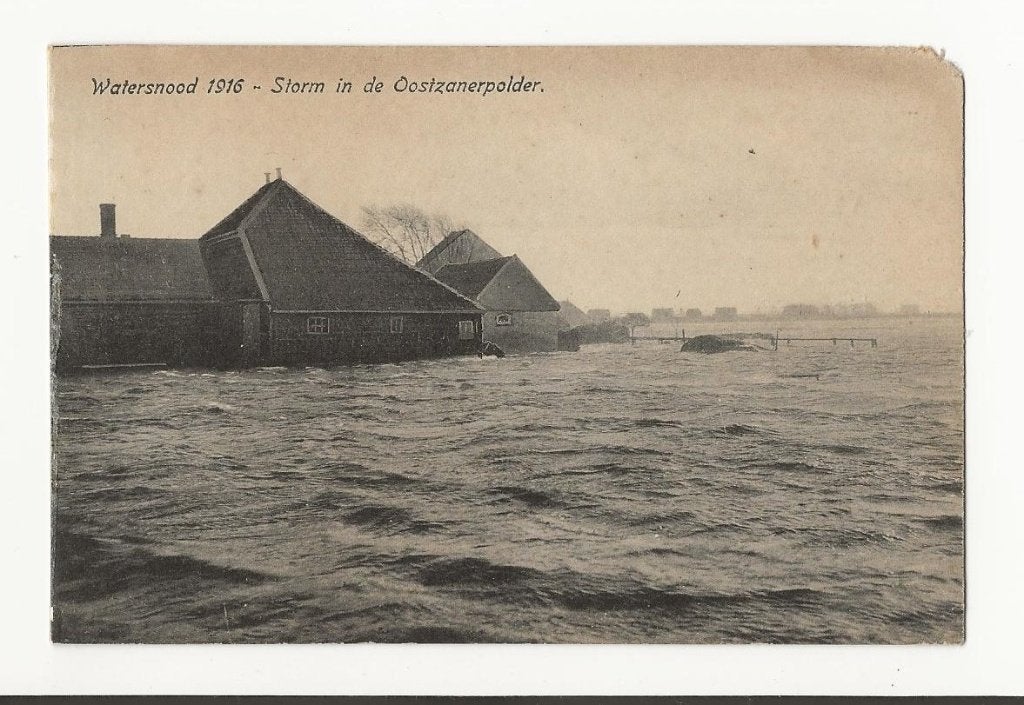 Oostzaan - watersnood 1916 - Storm in de Oostzanerpolder (1), Ophalen, Voor 1920, Ongelopen, Noord-Holland