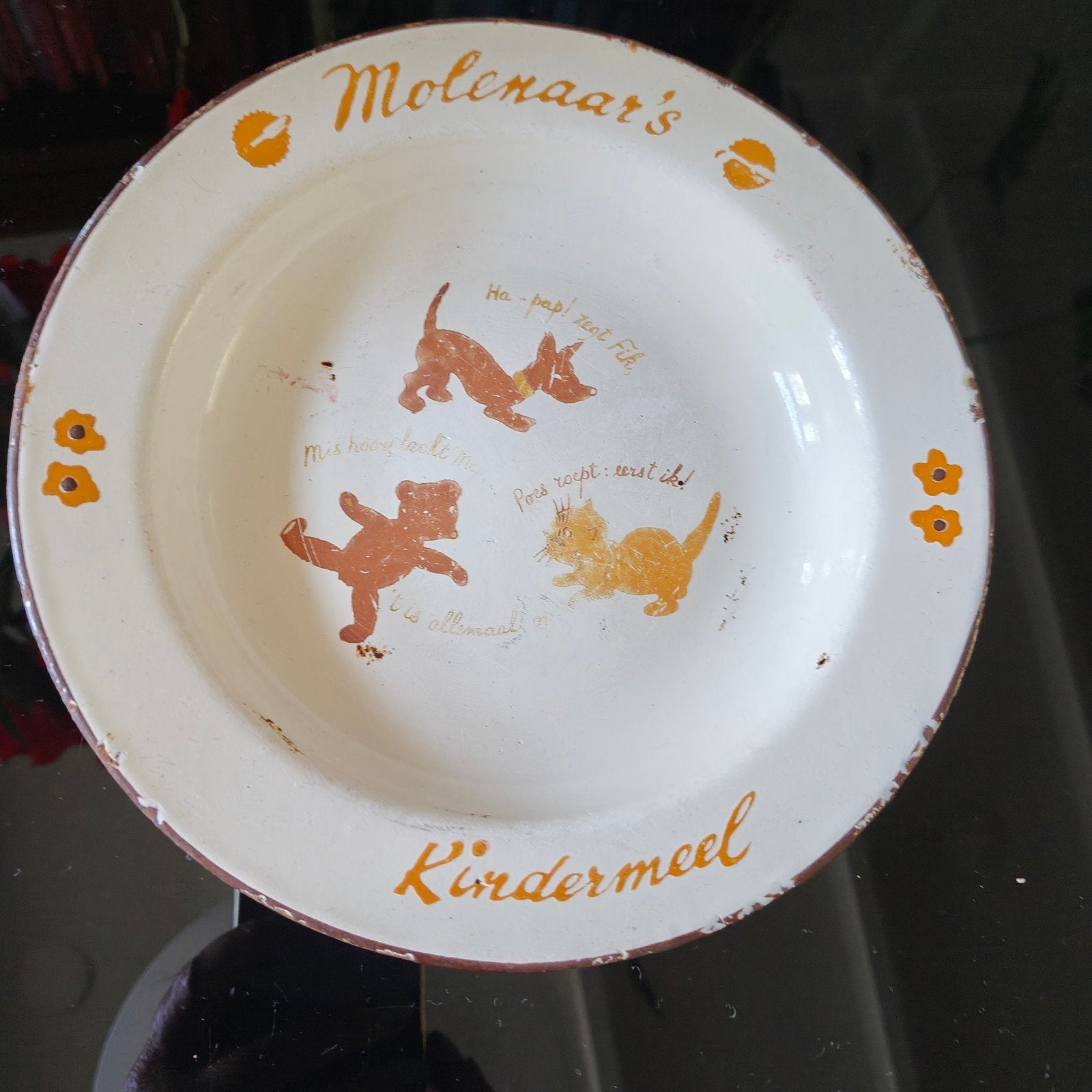 Diep bord van Molenaar's Kindermeel bijna 100 jr oud ca 1930, Verzenden