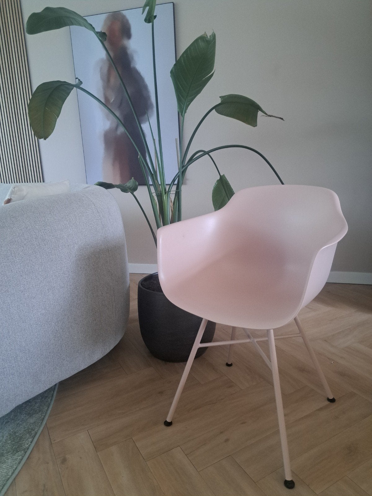 oud roze kuipstoel, Ophalen, Kunststof, Gebruikt, Overige kleuren