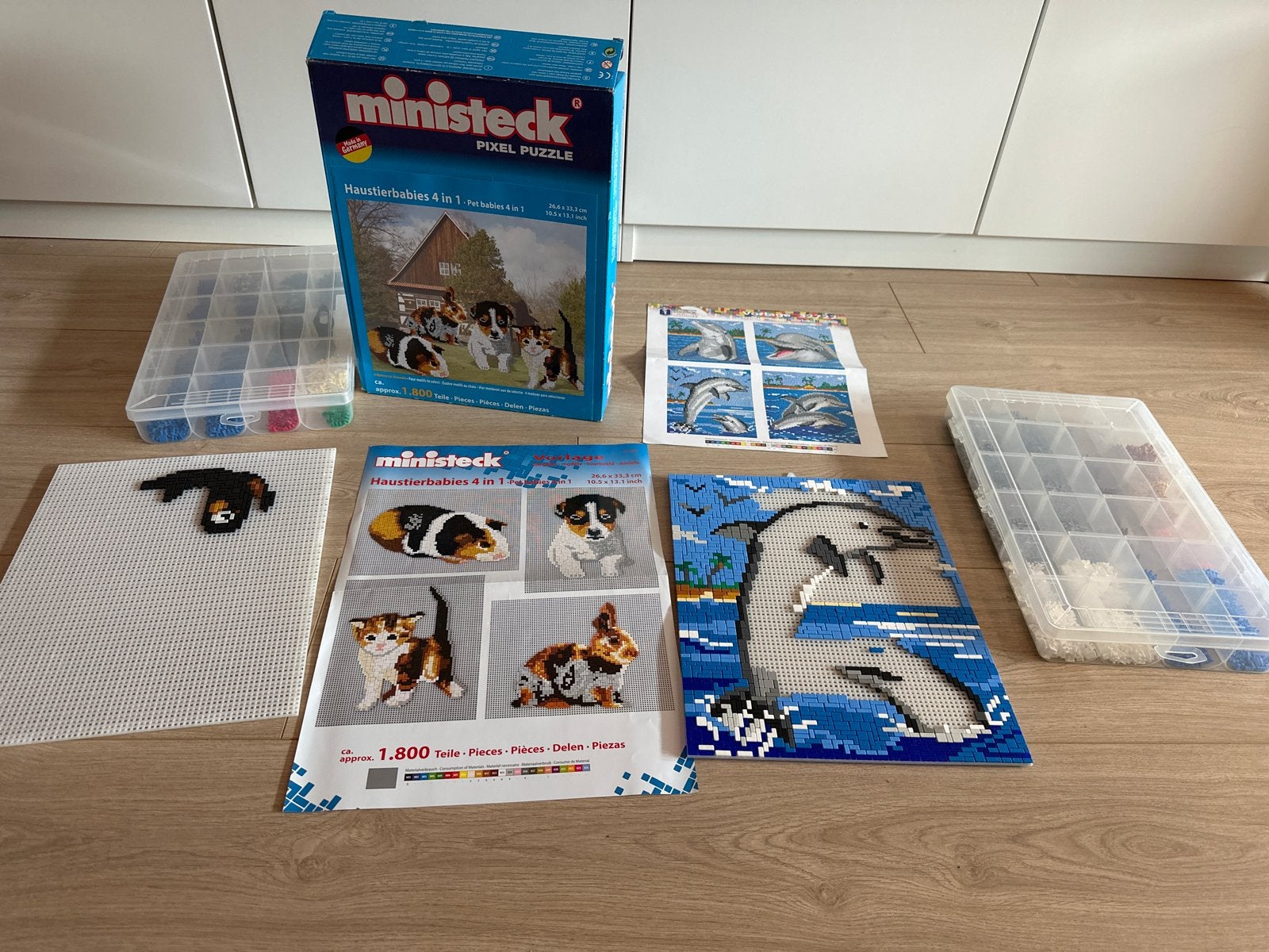 Ministeck Pixel Puzzle: Babydieren & Dolfijnen Set, Ophalen of Verzenden, Gebruikt, Knutselen