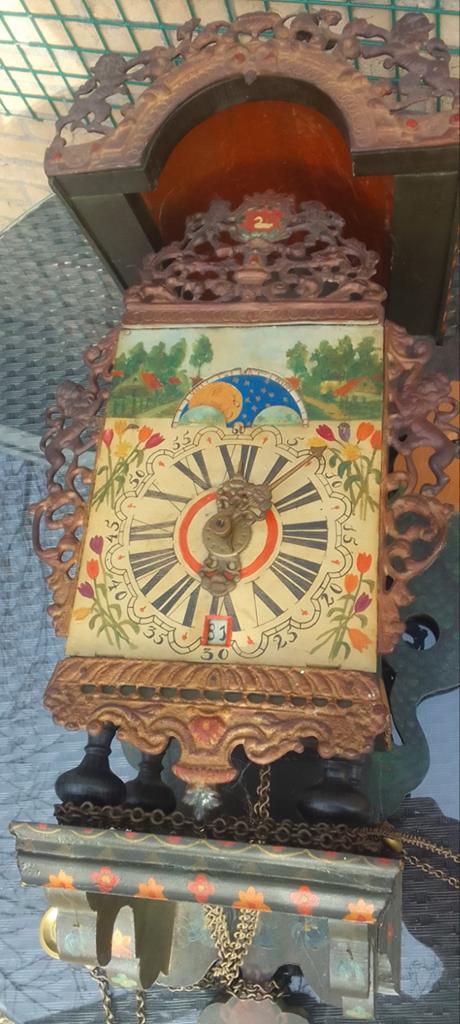 Stoelklok - met datum zon en maan, Antiek en Kunst, Ophalen of Verzenden