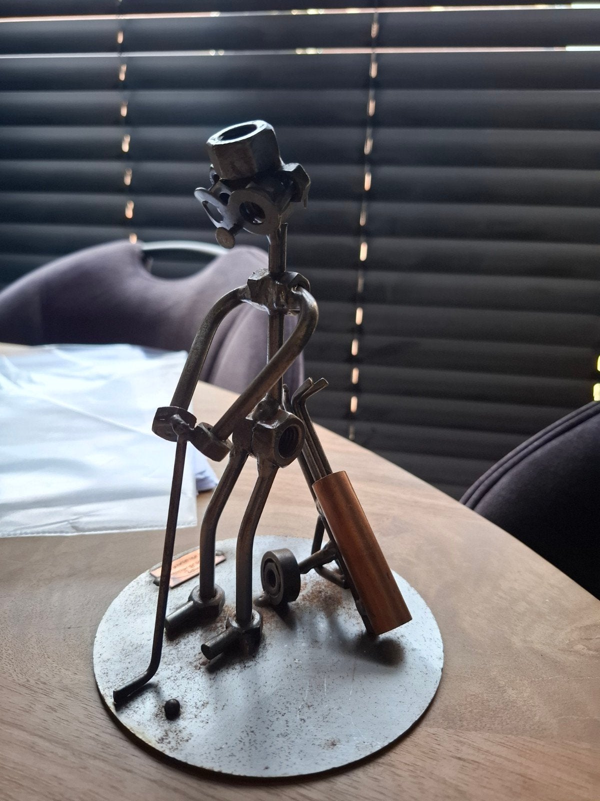 Metalen Golfspeler Beeldje - Uniek Design, Minder dan 20 cm, Ophalen of Verzenden, Beeld, Handgemaakt