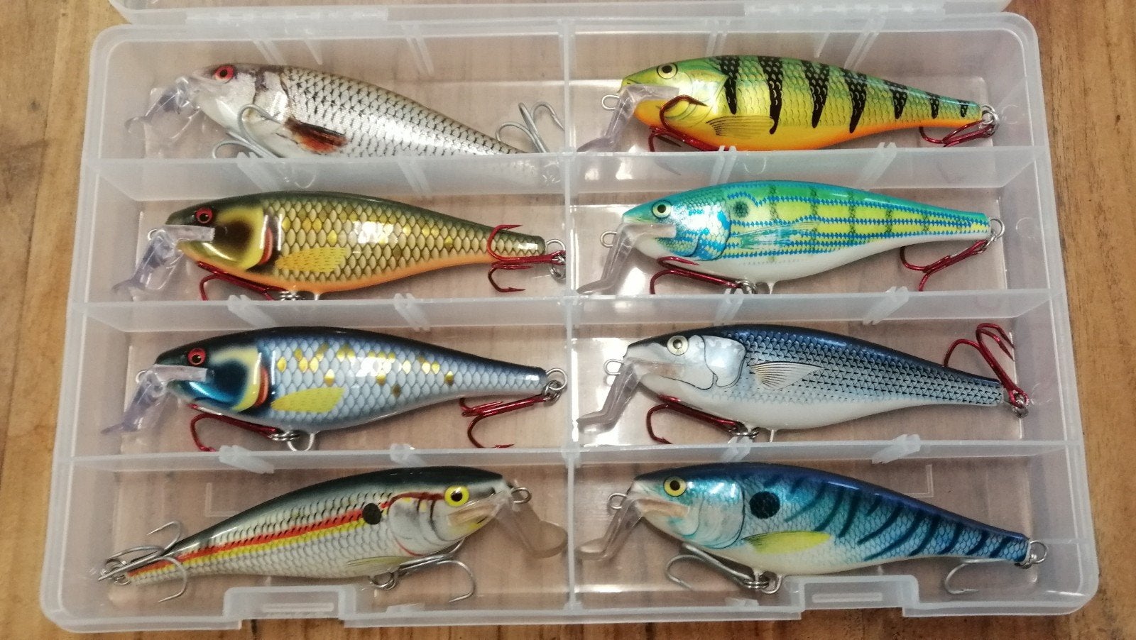 Prachtset! 8x Rapala SSR14 zgan in tacklebox, Ophalen, Zo goed als nieuw, Overige typen