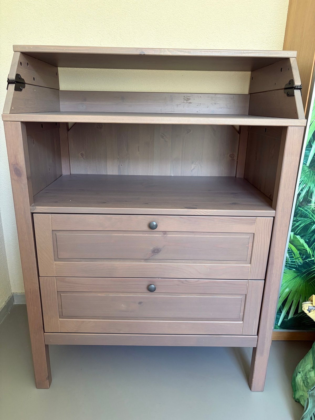 IKEA Sundvik Ledikant met Commode - Grijsbruin, Ophalen, Gebruikt, 70 tot 85 cm, 140 tot 160 cm