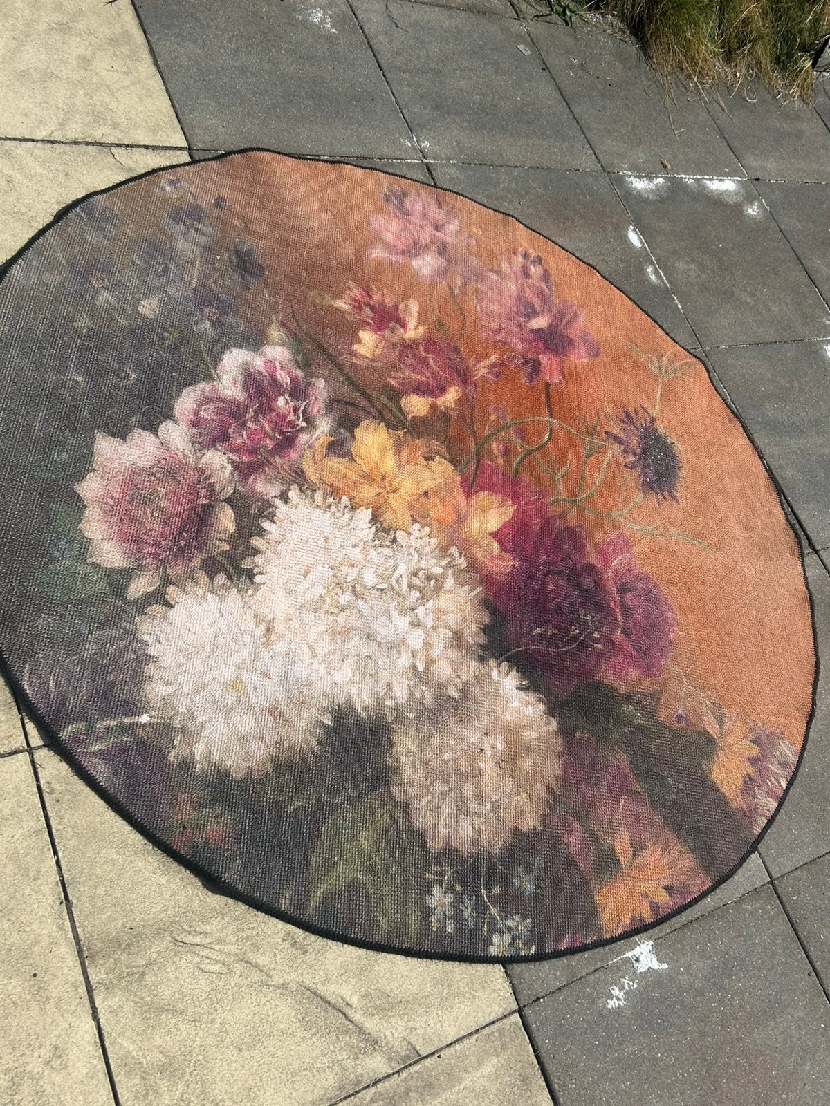 Rond tapijt bloemen, Ophalen, Gebruikt, 150 tot 200 cm, 150 tot 200 cm