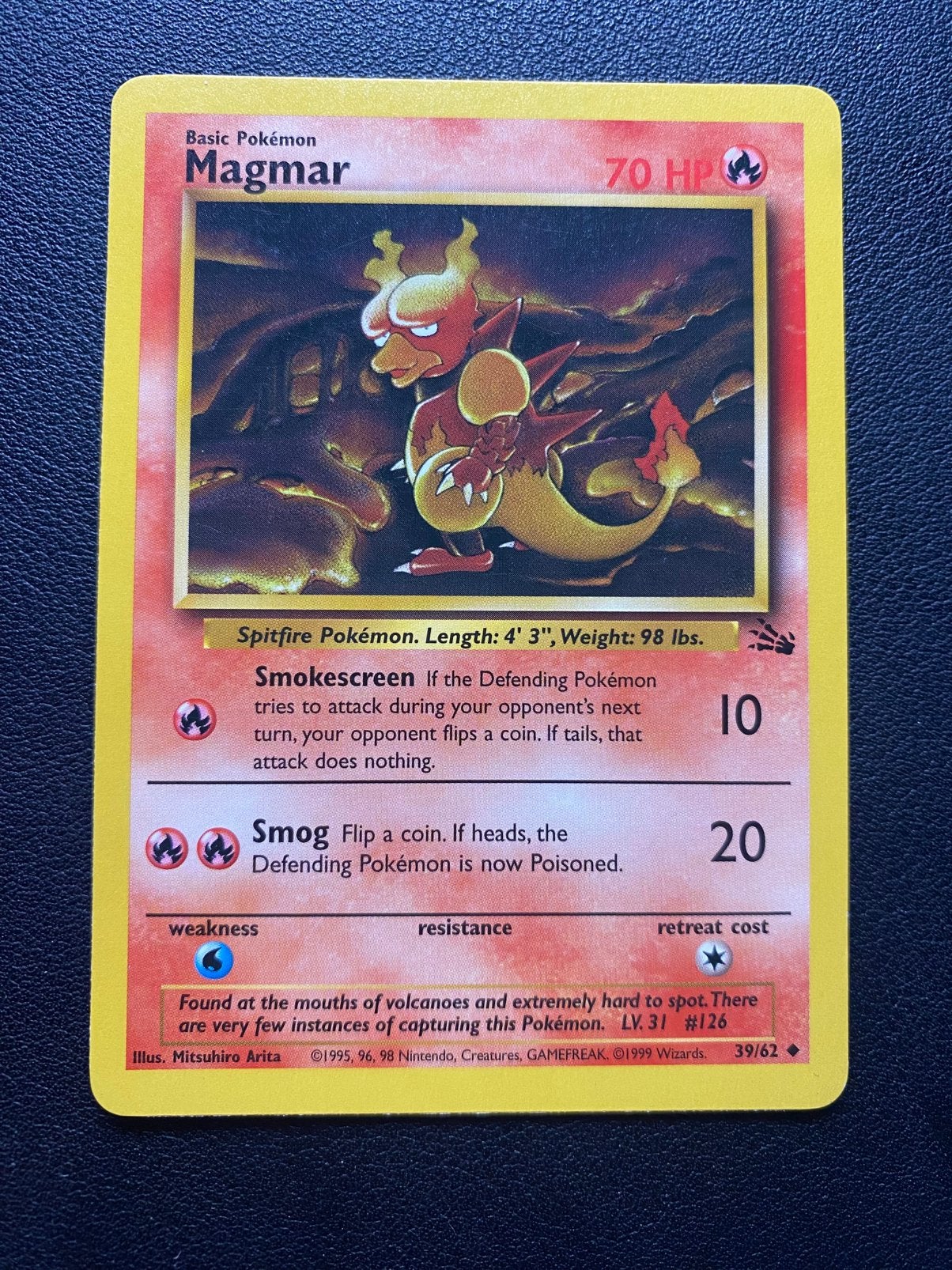 Magmar - Fossil - 39/62 - Pokemon kaart, Ophalen of Verzenden, Gebruikt