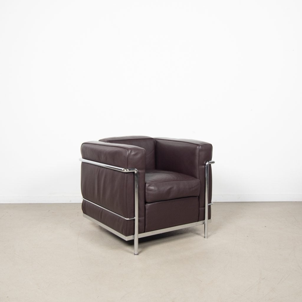 Cassina LC2 Fauteuil Donkerbruin Leer, Niet ingevuld, Zo goed als nieuw, Niet ingevuld, Niet ingevuld