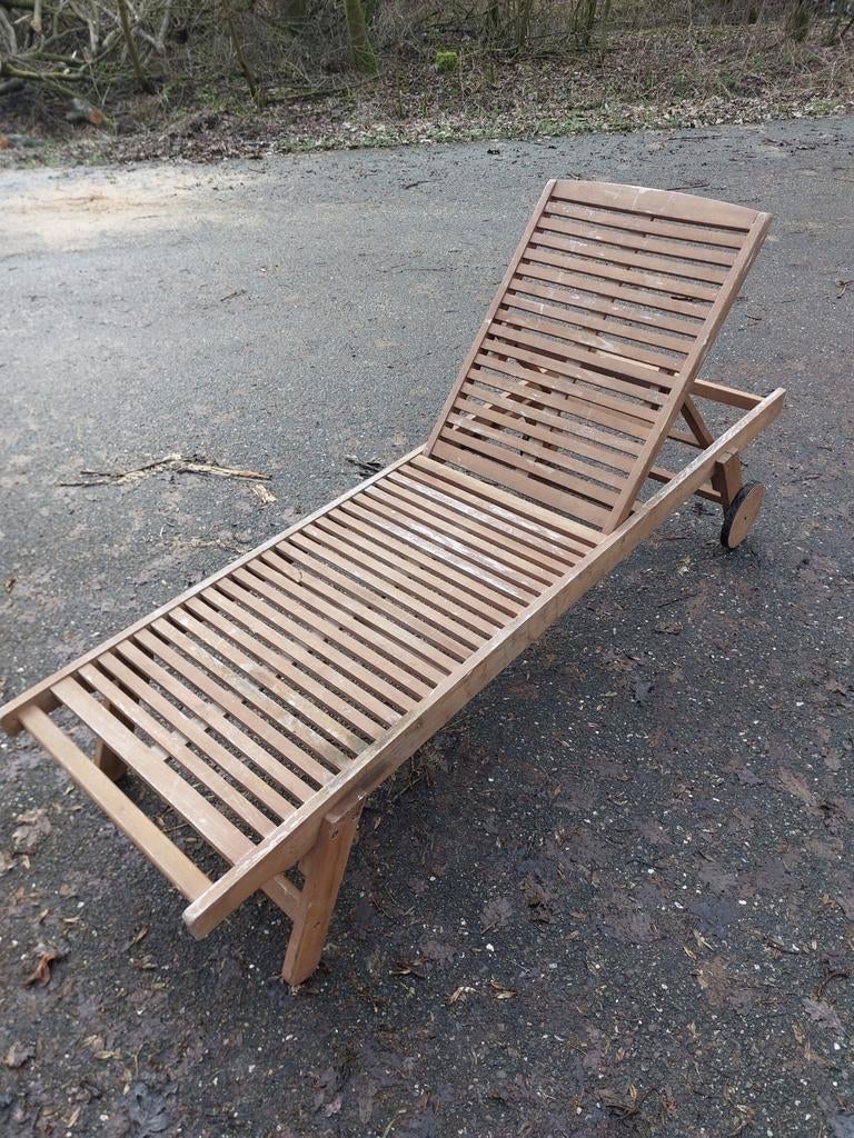 Teakhouten ligbed, Tuin en Terras, Ligbedden, Ophalen, Teakhout
