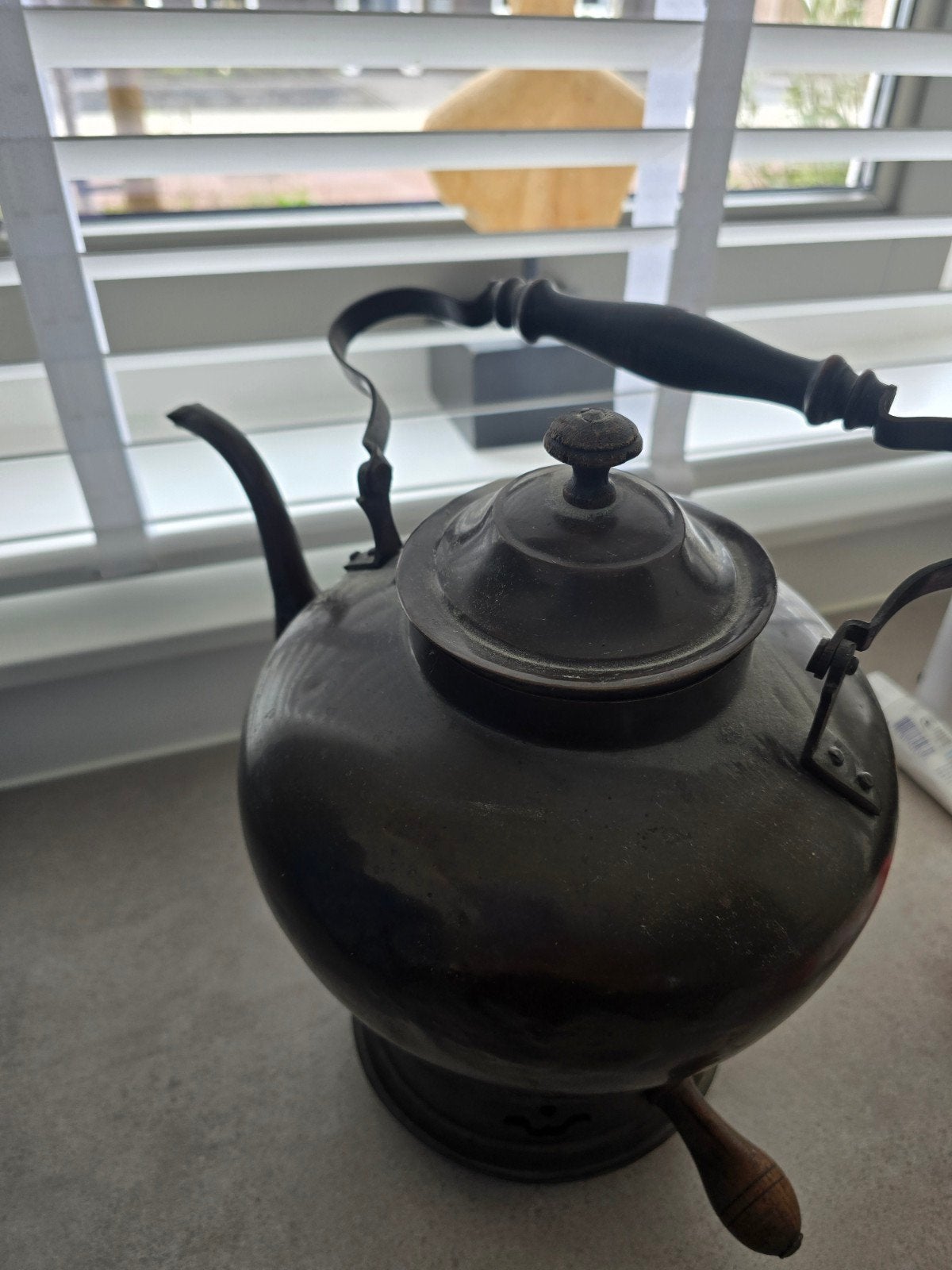 Antieke koperen waterketel met rechaud (1890-1930), Ophalen of Verzenden