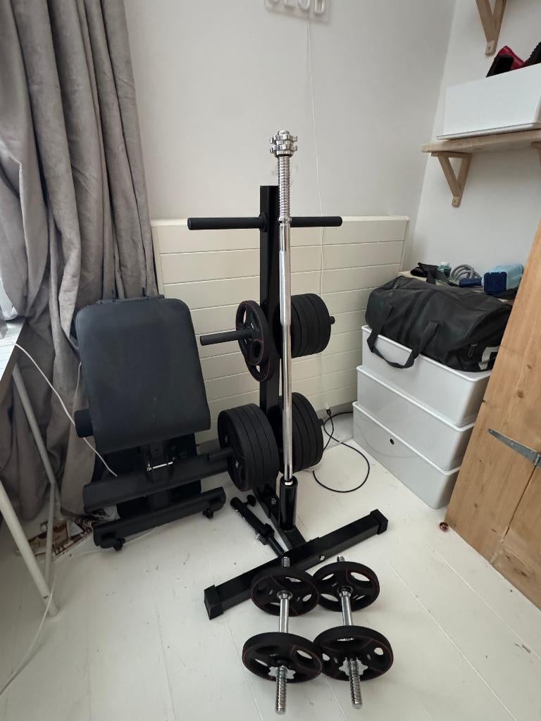 Complete Ruimtebesparende Set, Ophalen, Zo goed als nieuw, Benen, Fitnessbank