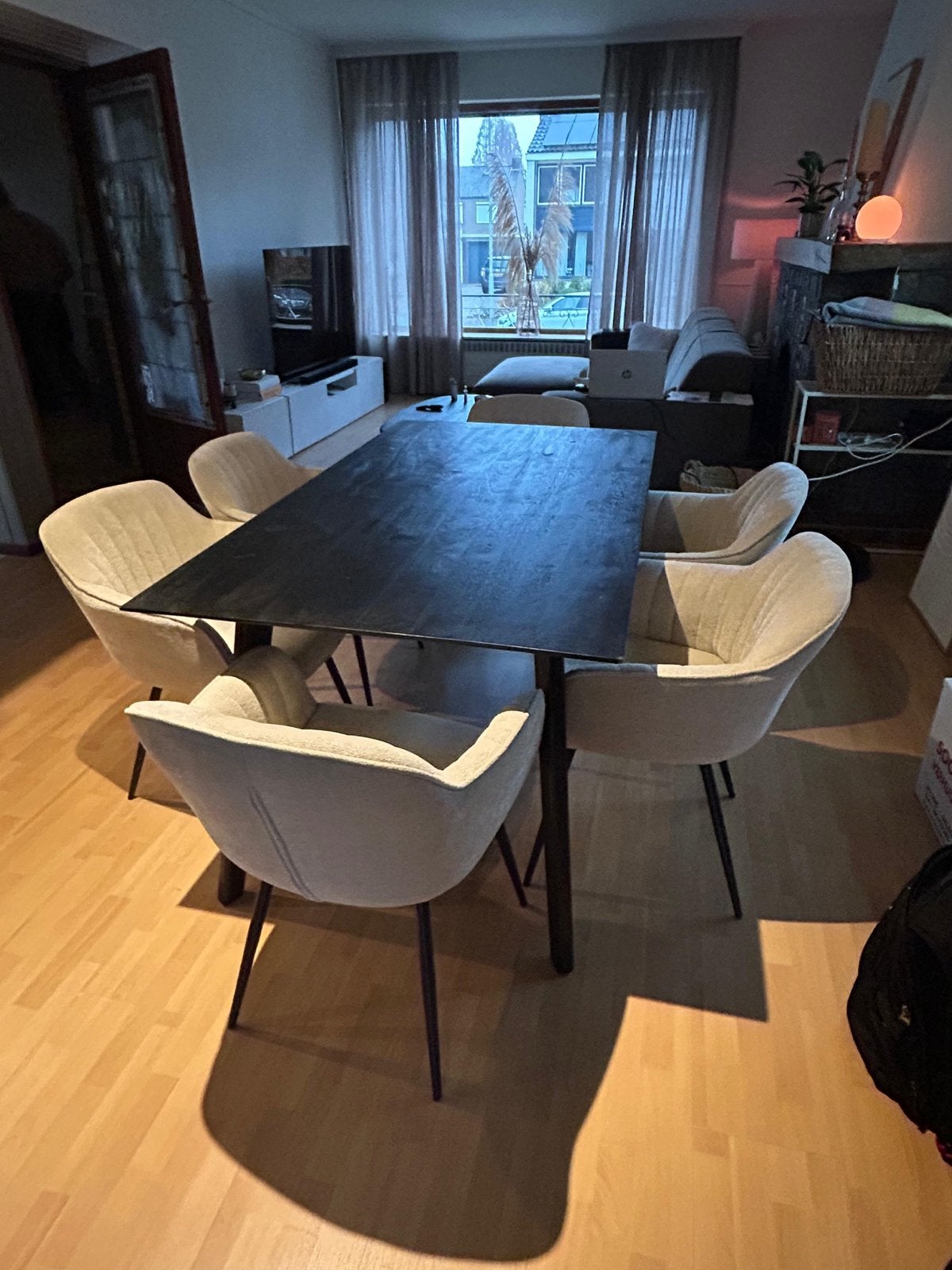 Zwarte mangohouten eettafel (160,5x91x77,5cm), Huis en Inrichting, Ophalen, Gebruikt, 50 tot 100 cm, 150 tot 200 cm