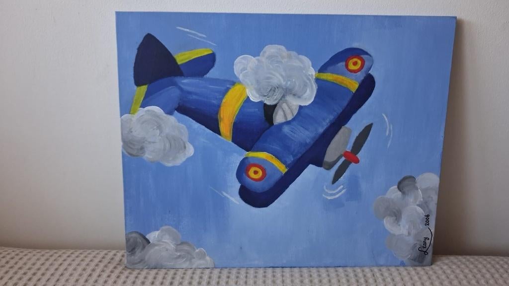 Schilderij vliegtuig - op canvas - H 40 x B 50 cm., Huis en Inrichting, Ophalen, Nieuw, Minder dan 50 cm, Schilderij