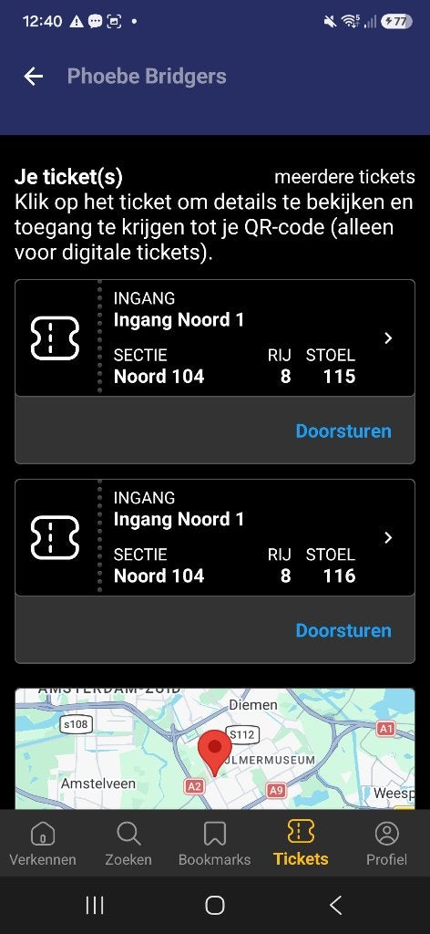 2 tickets(1e rang zitplaatsen) phoebe bridger 7 dec, Tickets en Kaartjes, Twee personen, December